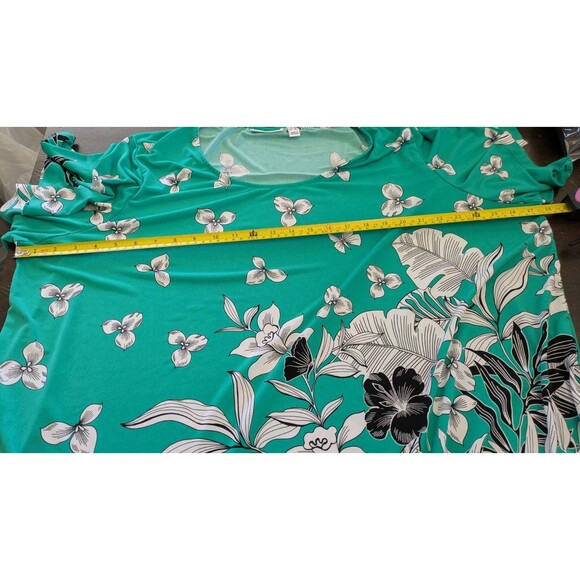 Susan Graver Top 3X Liquid Knit Floral Butterfly Blouse Flutter Sleeve Tropical - Picture 8 of 9